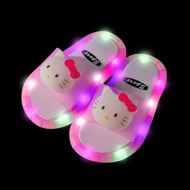 슬리퍼 Kids Shoe Fashion LED Luminescent Children's Slippers 2023 Summer New Cartoon Crystal Shoes Girls/boys Sandals Flip Flops