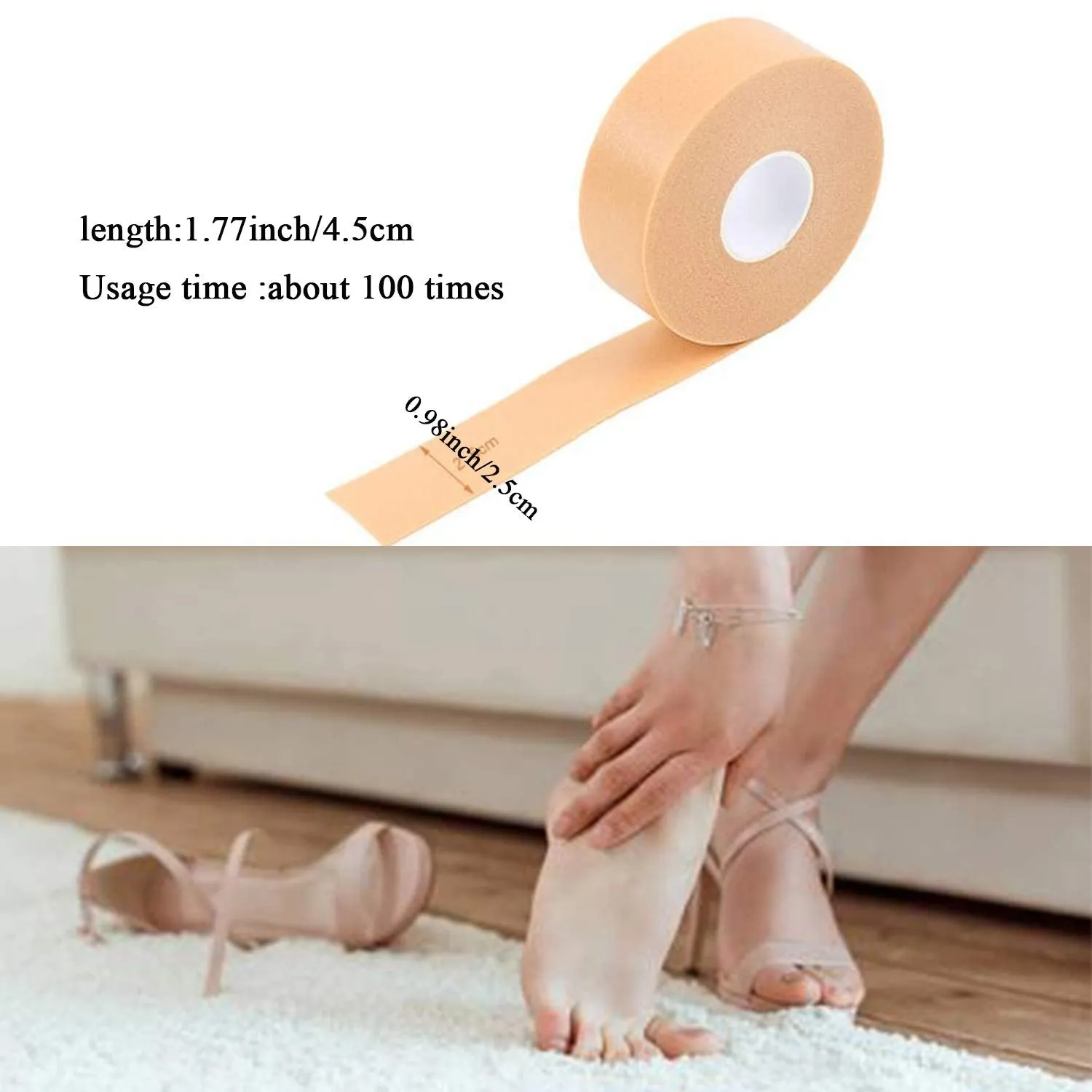 1 Pcs Heel Grip Tape Foot Care Sticker 5.5 Yards Adhesive Protector Pads for Man Women to Prevention Blister and Chafing Cushion Protection