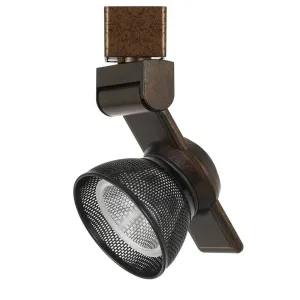 12W Integrated Led Metal Track Fixture With Mesh Head, Bronze And Black By Benzara