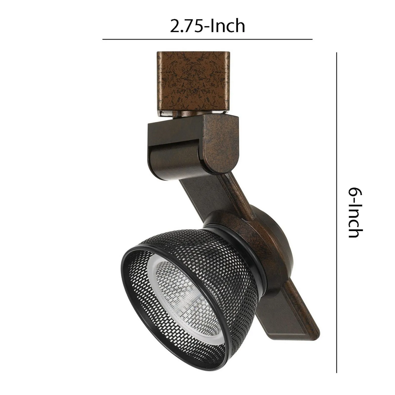 12W Integrated Led Metal Track Fixture With Mesh Head, Bronze And Black By Benzara