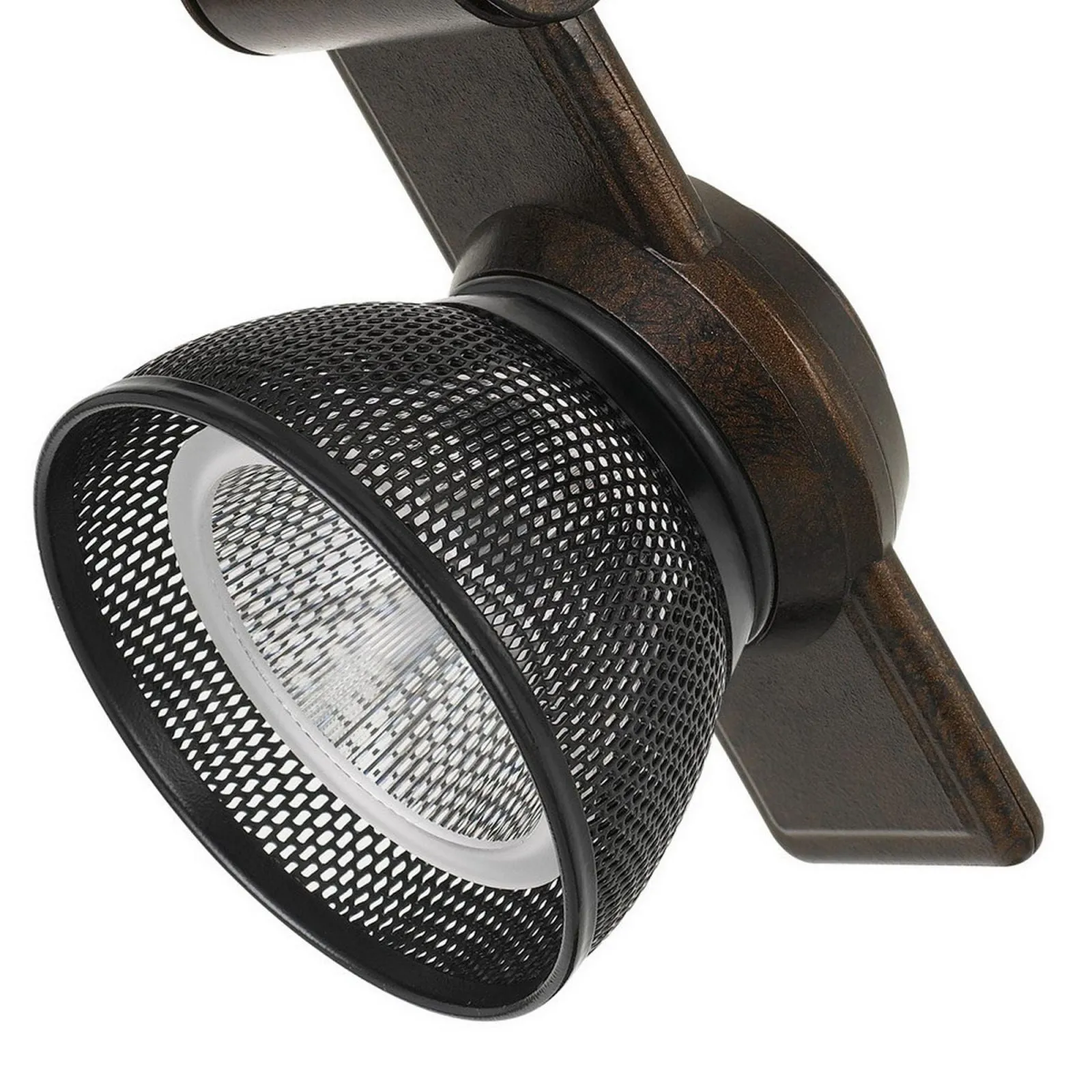 12W Integrated Led Metal Track Fixture With Mesh Head, Bronze And Black By Benzara