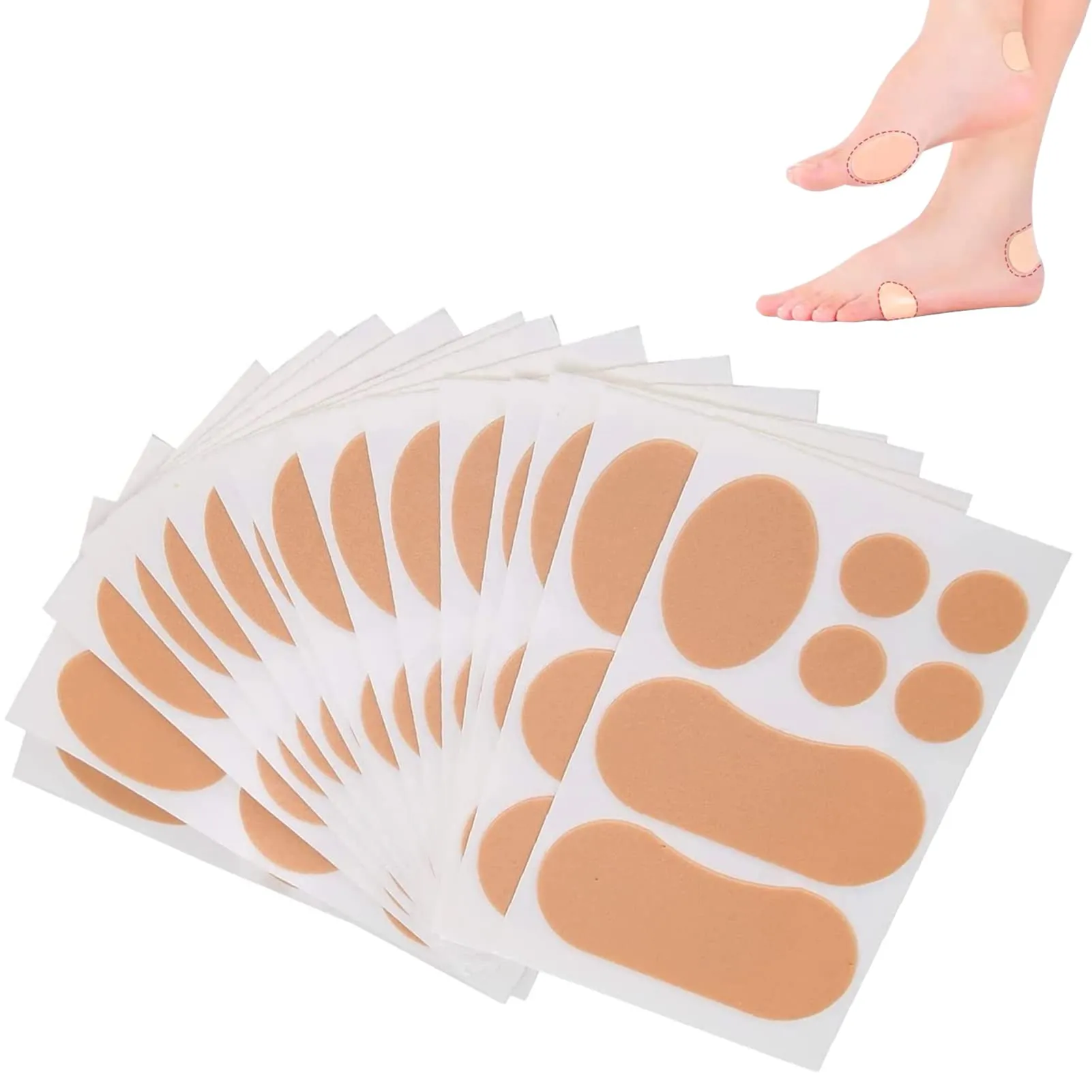 15 Sheets Moleskin for Feet, Waterproof Adhesive Foam Foot Care Tape High-Heeled Sticker for Chafing Blister Prevention