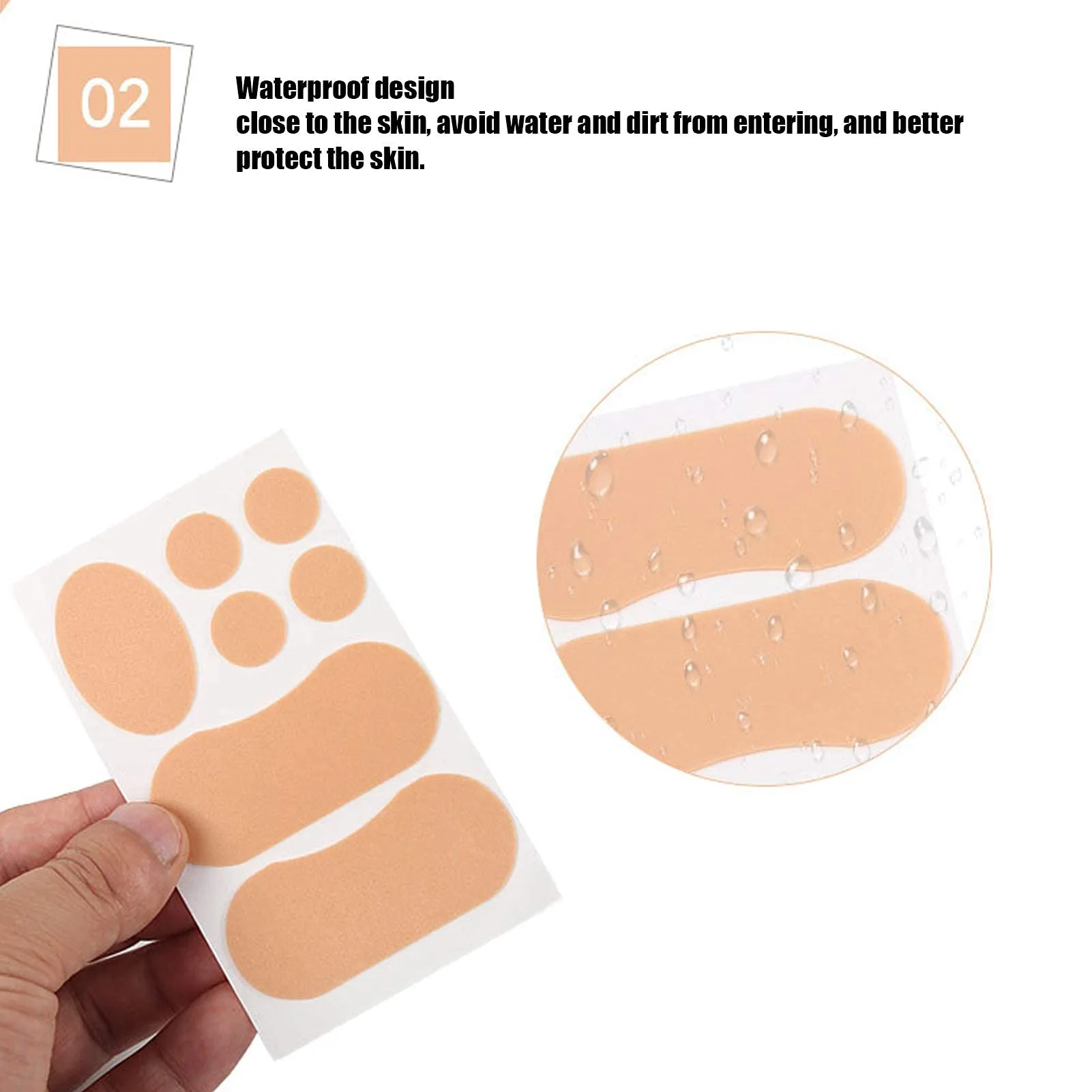 15 Sheets Moleskin for Feet, Waterproof Adhesive Foam Foot Care Tape High-Heeled Sticker for Chafing Blister Prevention