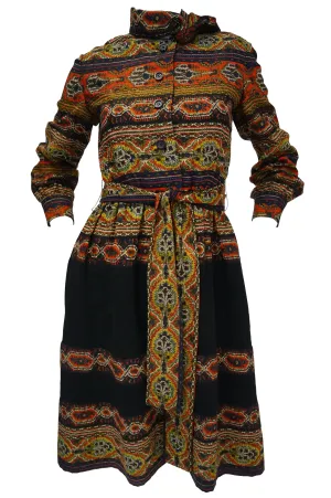 1960s Oscar de la Renta Ethnic Print Wool Dress