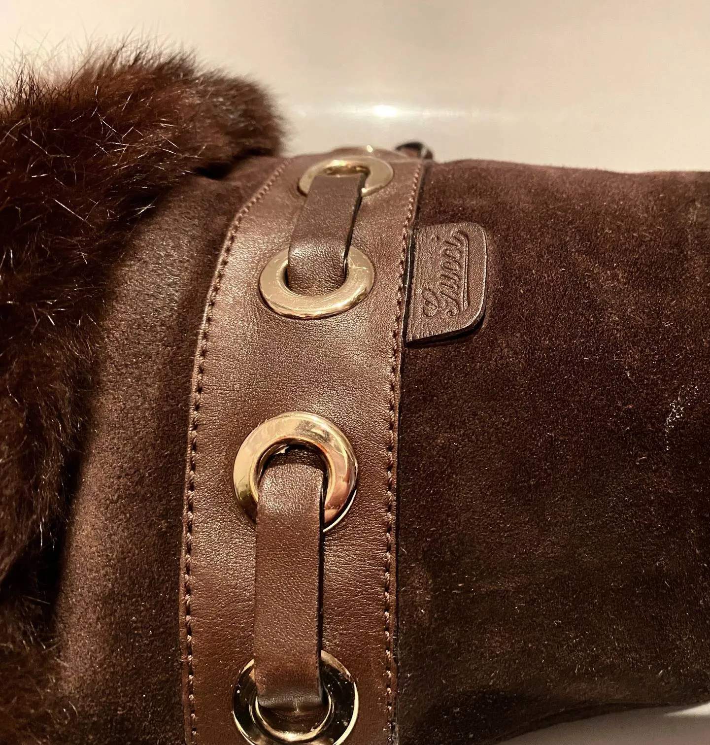 2000s Gucci Brown Suede Knee-Length Heeled Boots