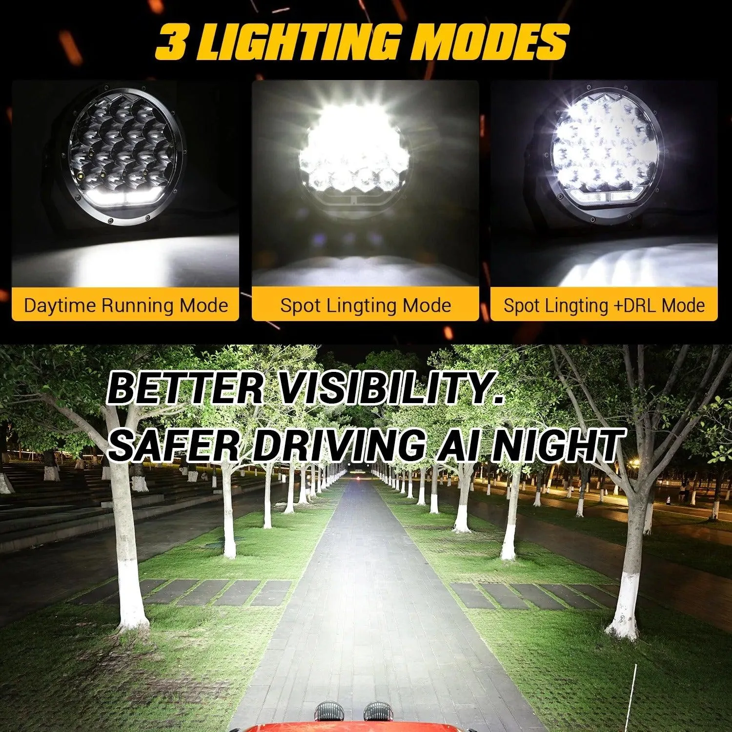 7 Inch 178W Round Off Road Light Spot Beam LED Driving Lights