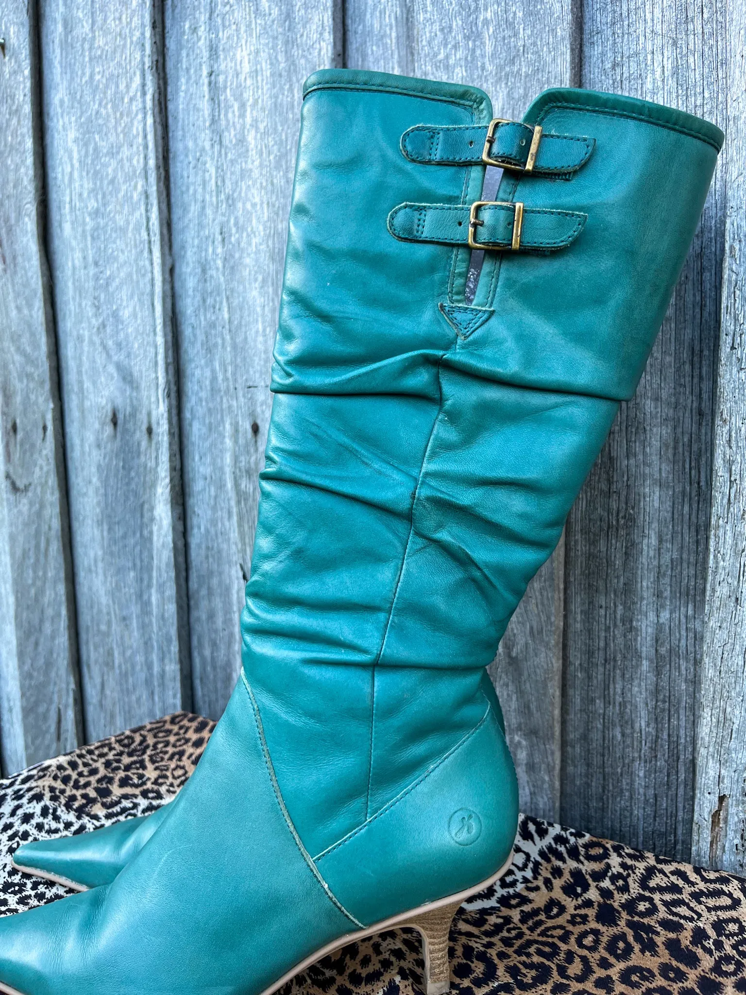 90s Aqua Leather Boots