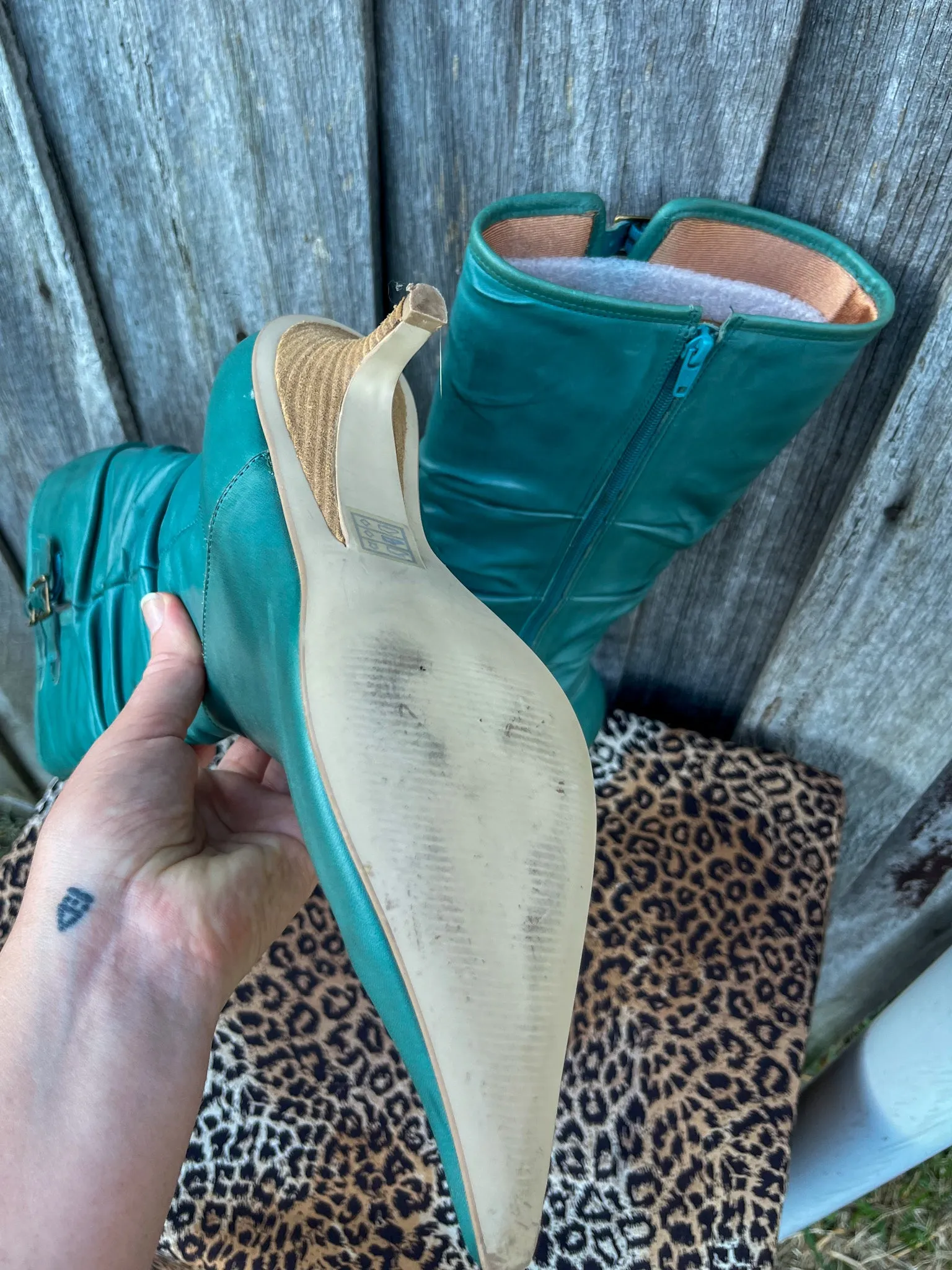 90s Aqua Leather Boots