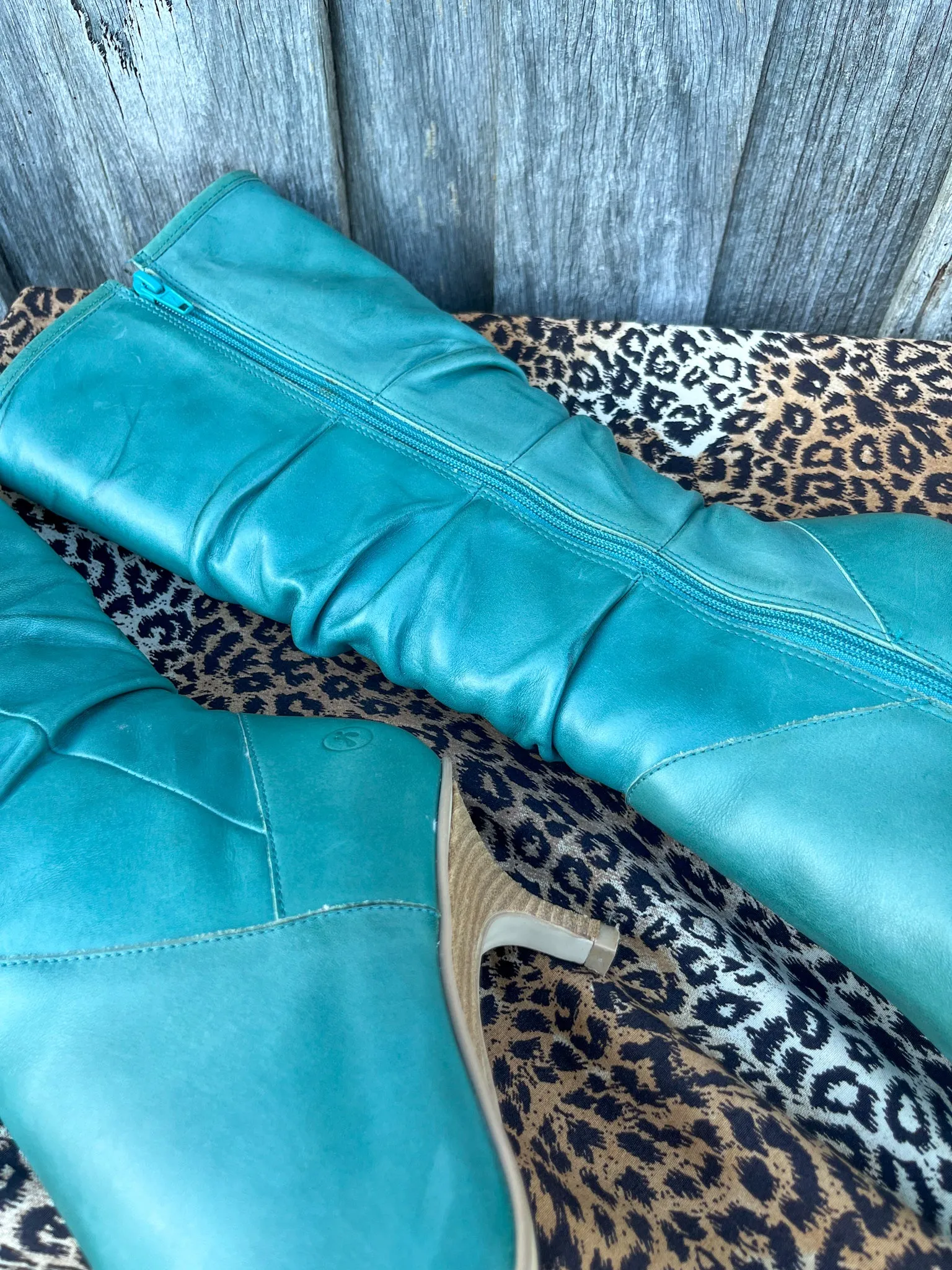 90s Aqua Leather Boots