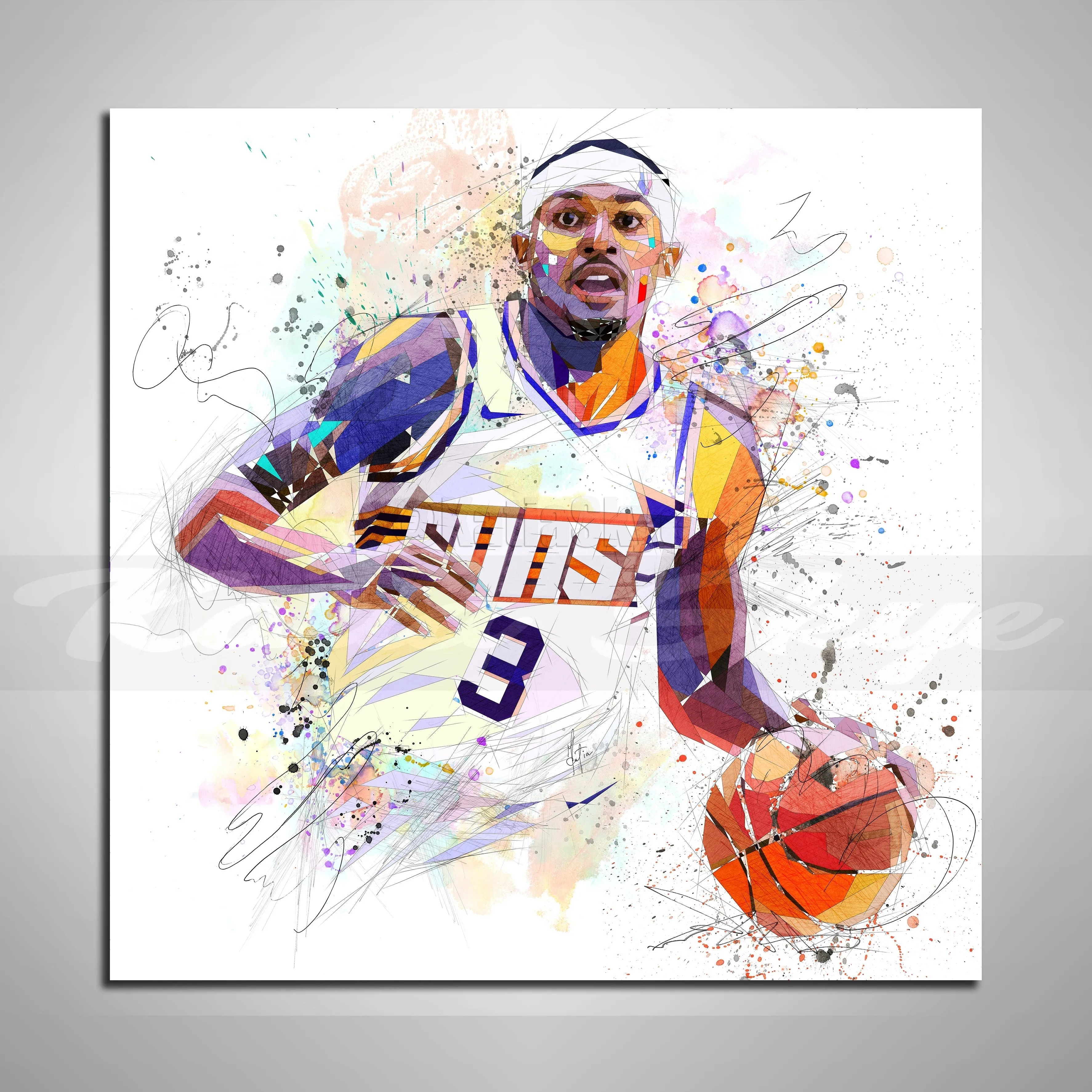 Abstract Basketball Canvas Wall Art Inspired by Brad Beal Phoenix Suns // NBA-BB11