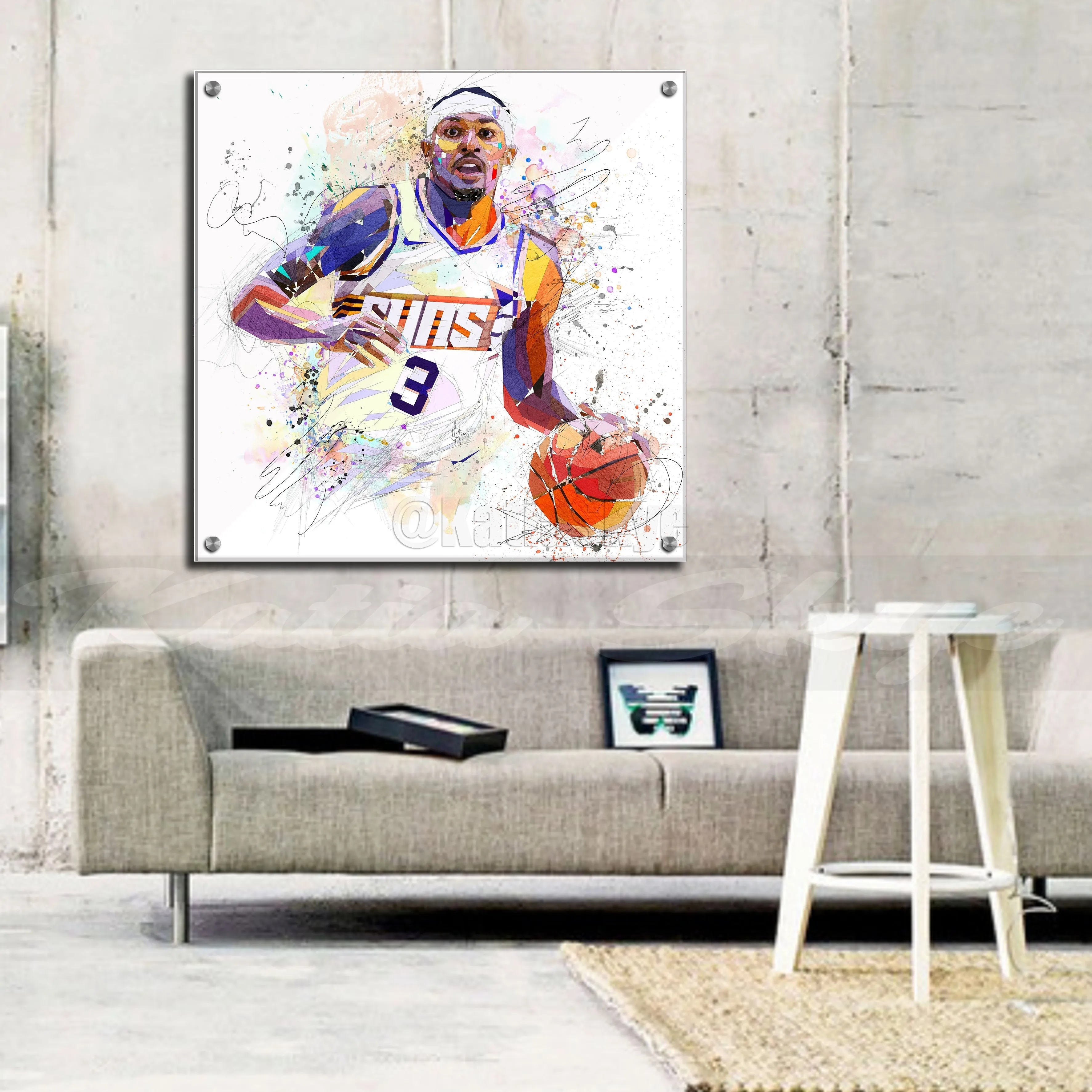 Abstract Basketball Canvas Wall Art Inspired by Brad Beal Phoenix Suns // NBA-BB11