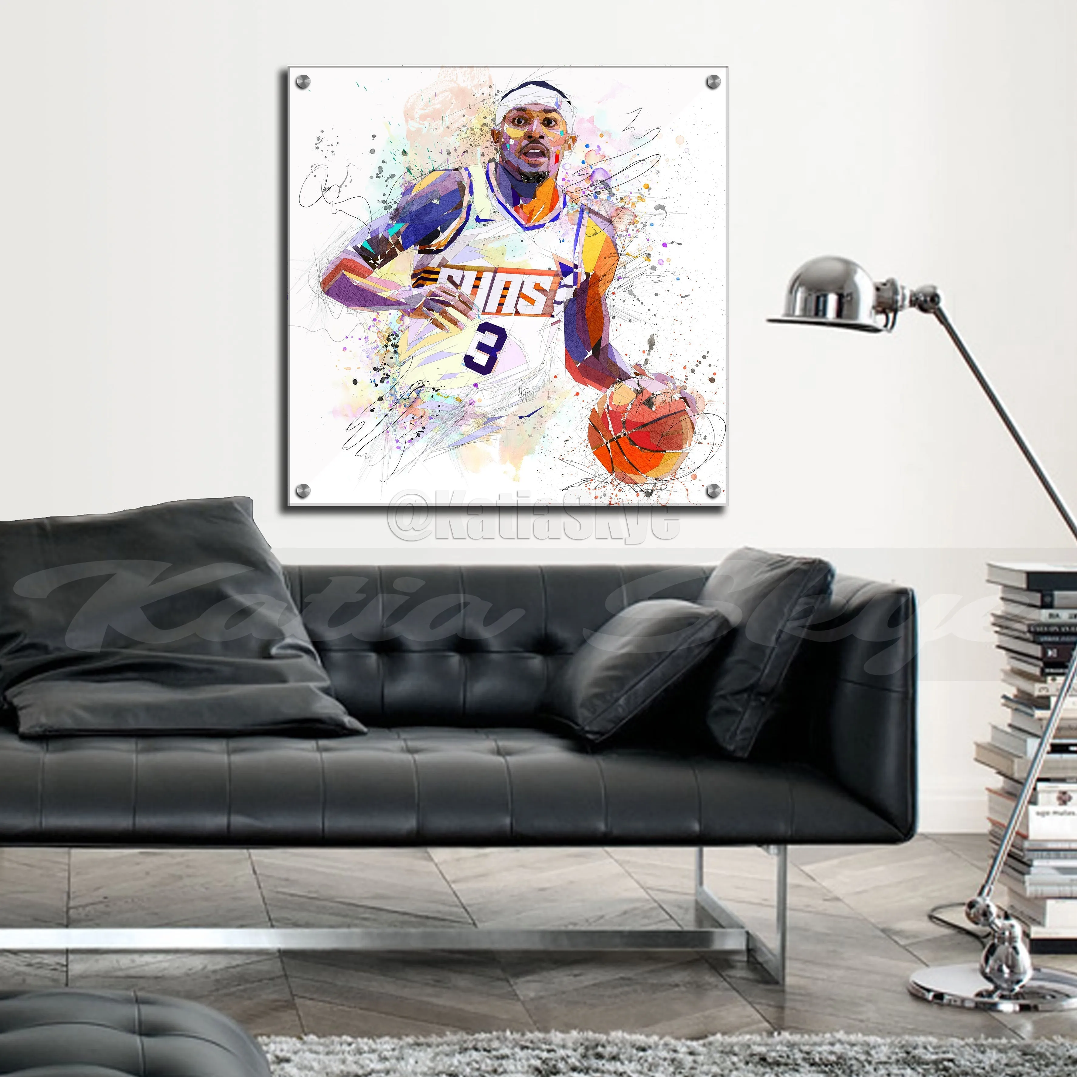 Abstract Basketball Canvas Wall Art Inspired by Brad Beal Phoenix Suns // NBA-BB11