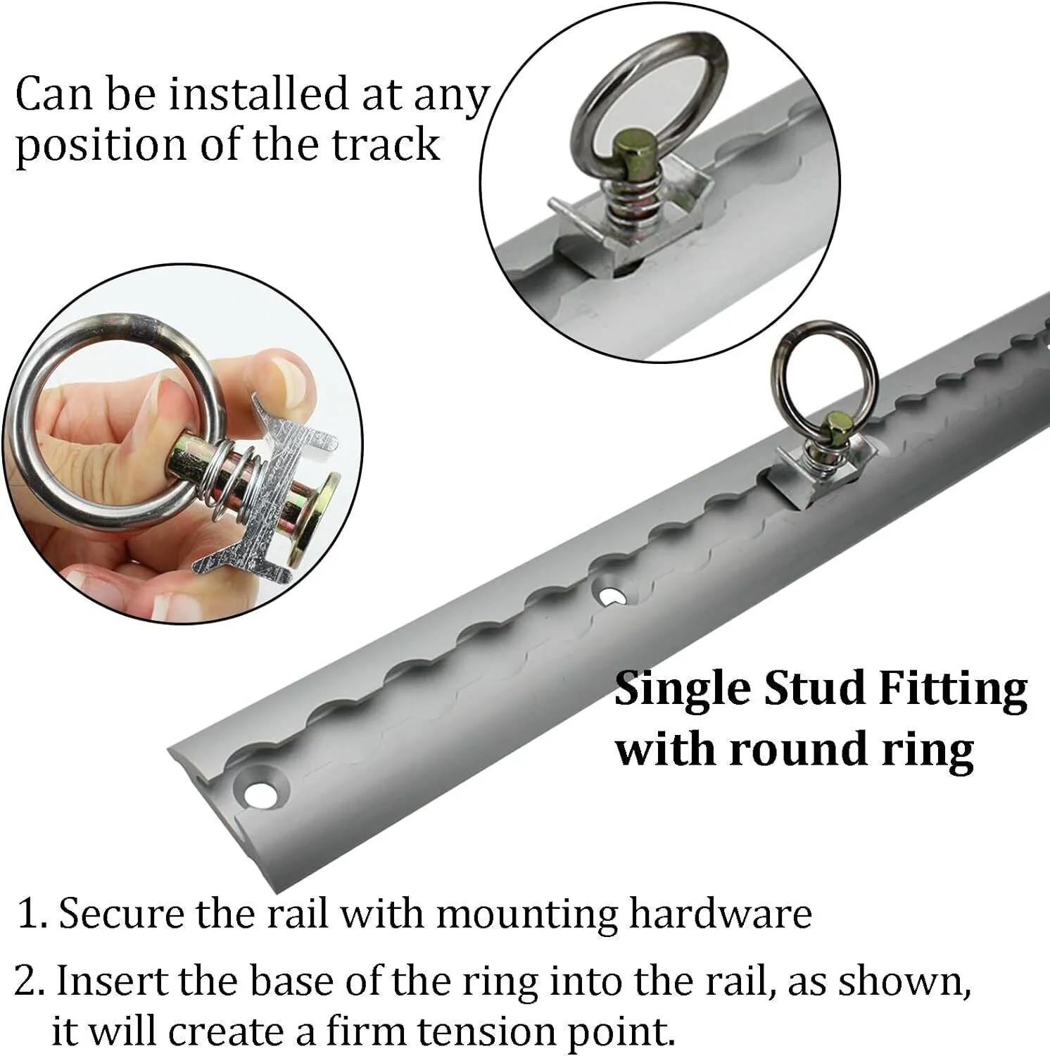 Airline Track Securing Rail / Anchor Track - Aluminium - Rounded - 1M