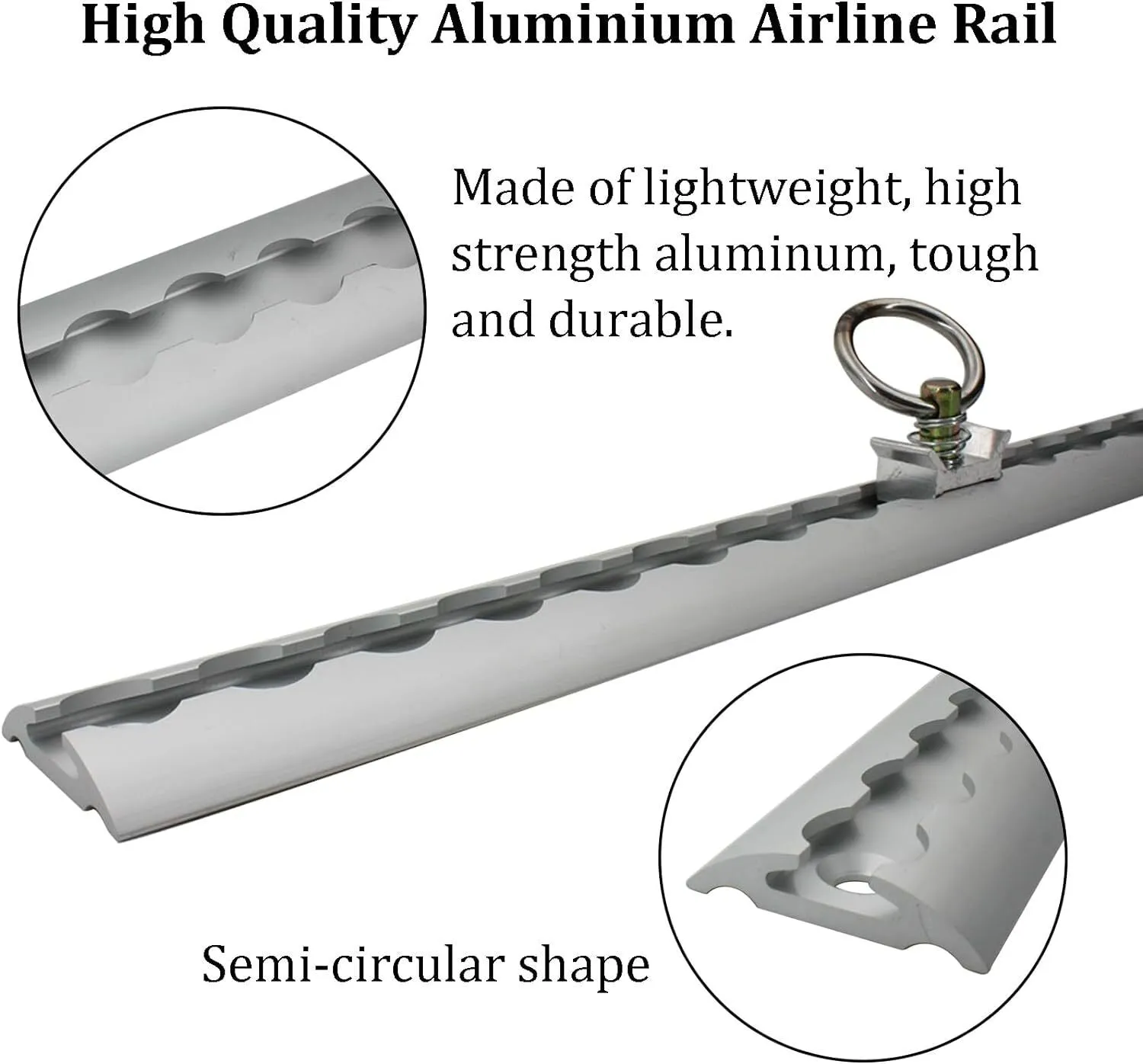 Airline Track Securing Rail / Anchor Track - Aluminium - Rounded - 1M