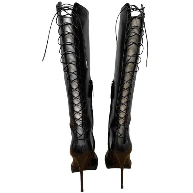 Alexander McQueen Rikk Lace-Up Leather Boots UK 3