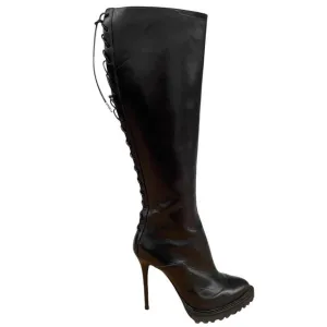 Alexander McQueen Rikk Lace-Up Leather Boots UK 3