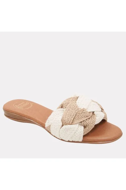 André Assous Nahala Featherweights ™ Slide Sandals | White/Natural | Clearance Final Sale