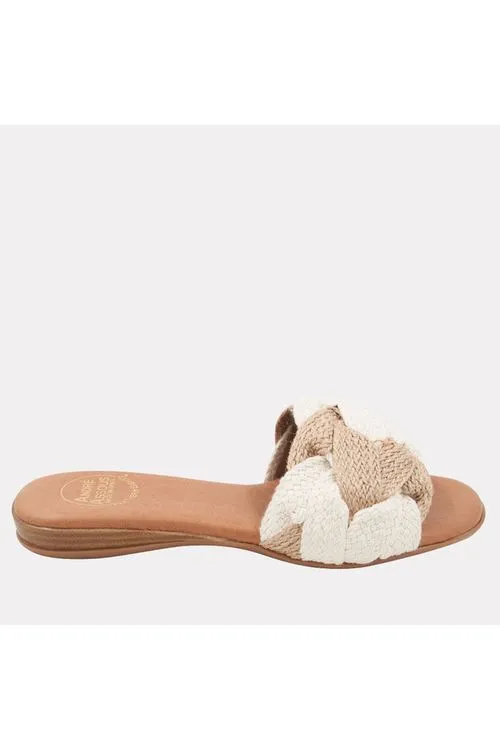 André Assous Nahala Featherweights ™ Slide Sandals | White/Natural | Clearance Final Sale