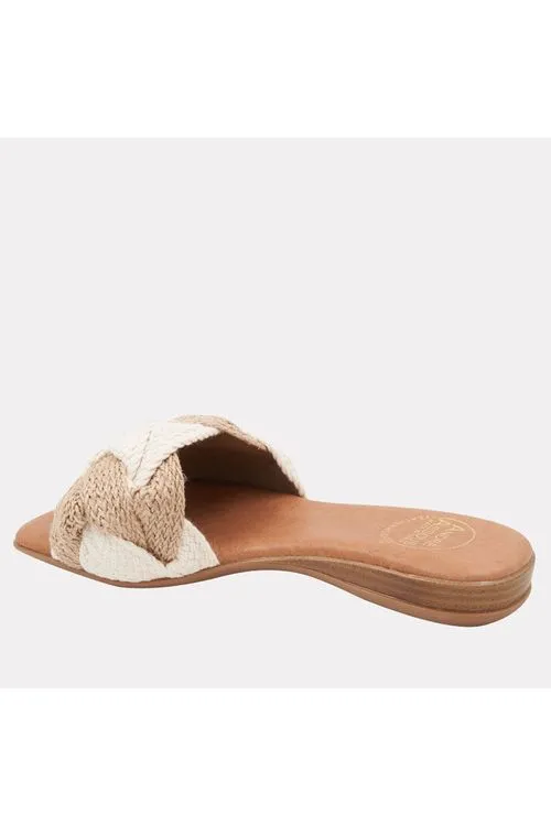 André Assous Nahala Featherweights ™ Slide Sandals | White/Natural | Clearance Final Sale