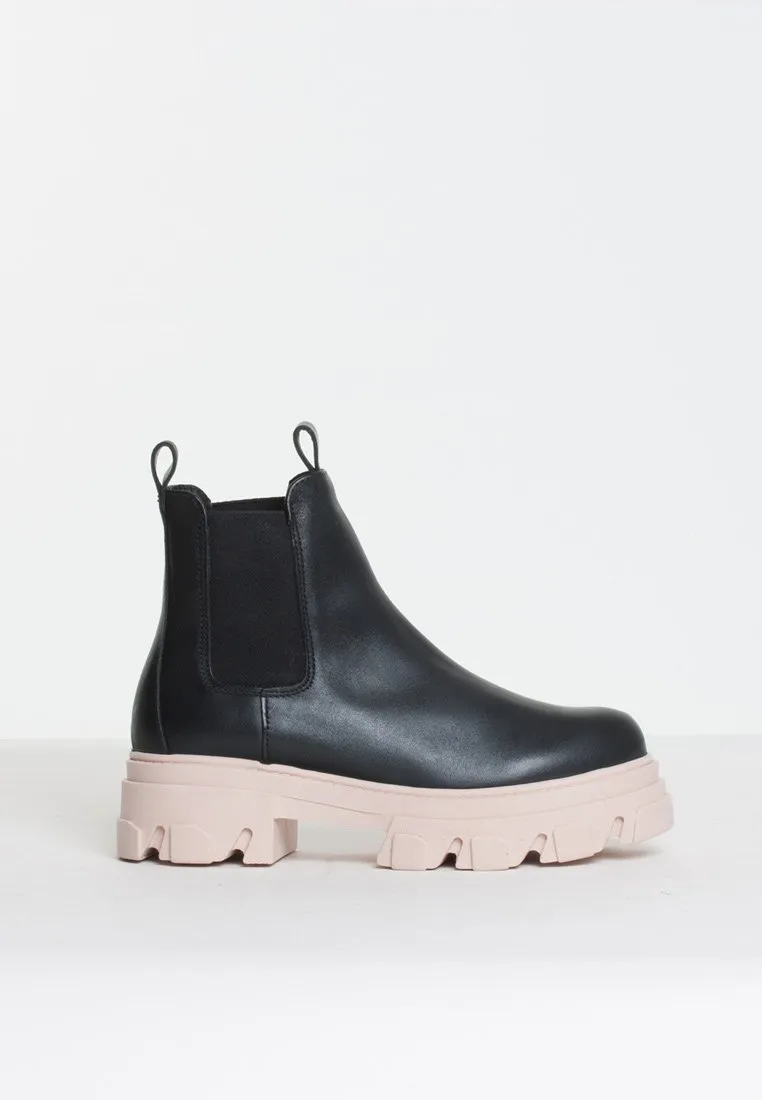 Asta Black Rose Leather Chelsea Boots