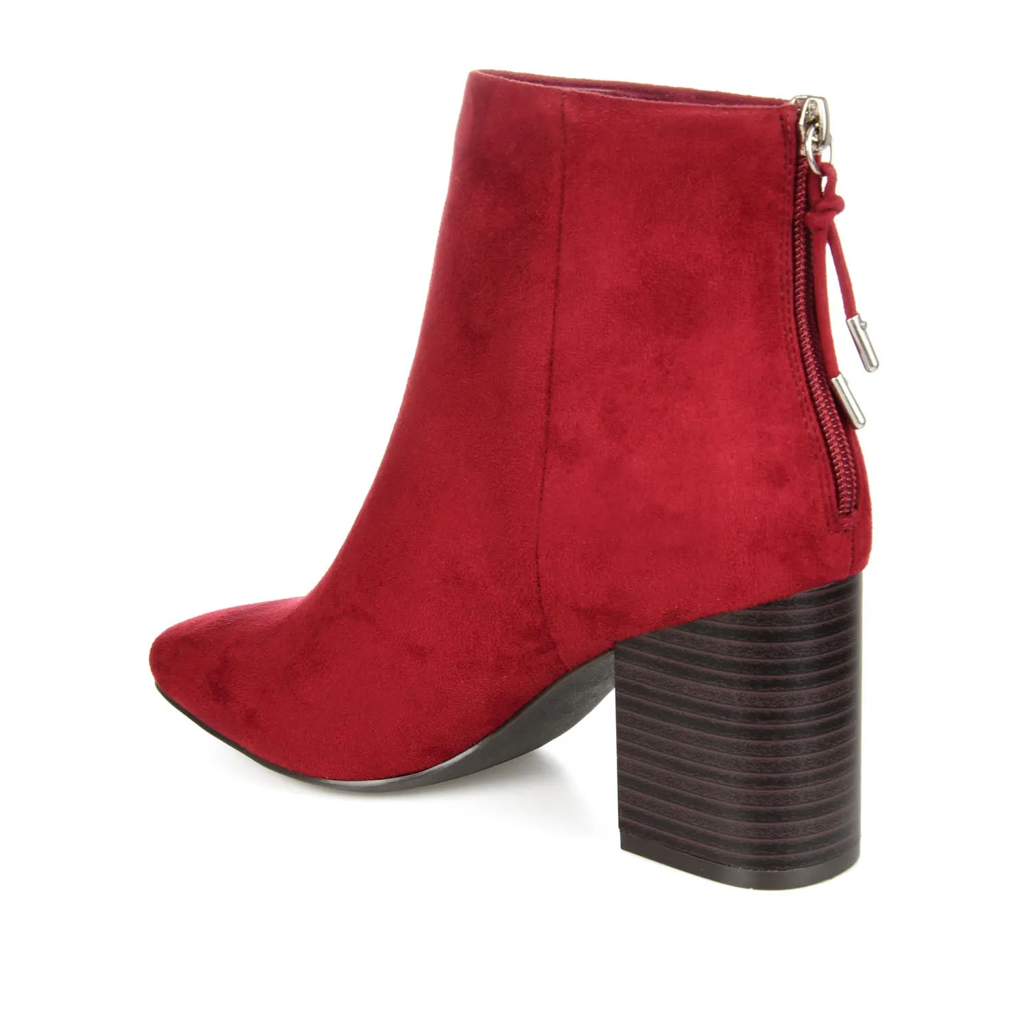 AUDRINA BLOCK HEELED BOOTIES IN FAUX LEATHER