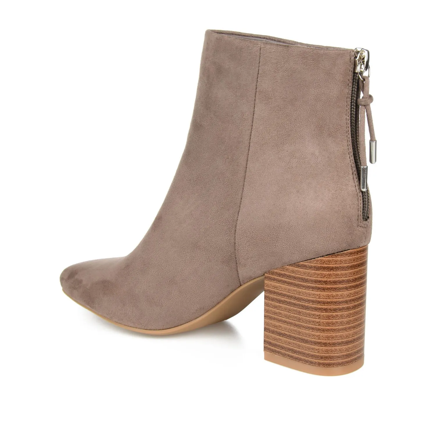 AUDRINA BLOCK HEELED BOOTIES IN FAUX LEATHER