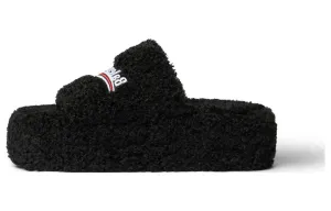 Balenciaga Fur Slides for Women, Black