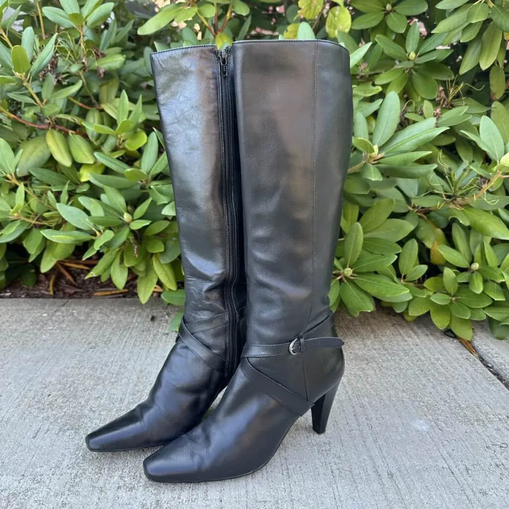 Bandolino Crossover Buckle Heeled Boots - Size 8