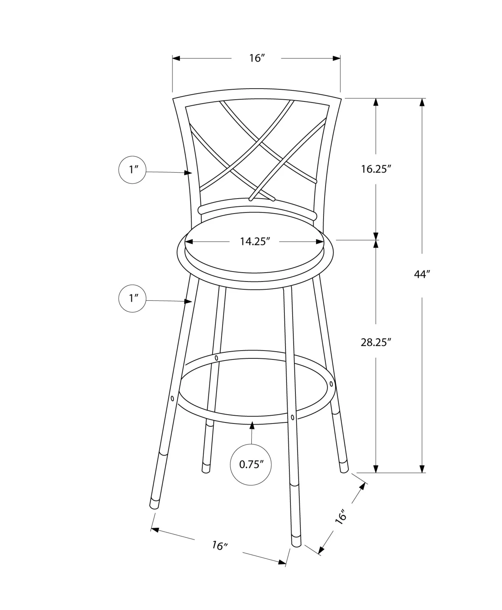 Barstool / Swivel / Black /Black Leather-Look Seat - Set of 2