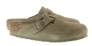 Birkenstock Mens Boston Soft Foot bed Suede Faded Khaki