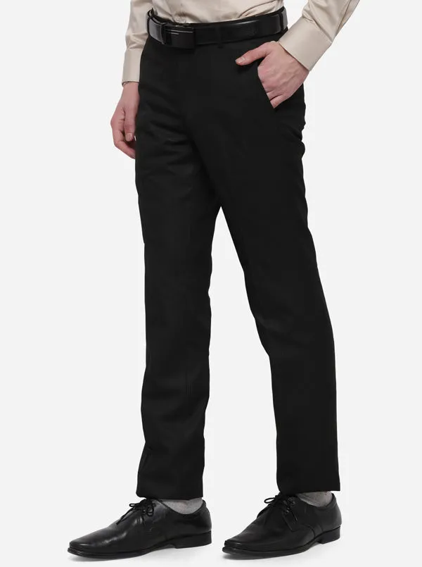 Black Checked Slim Fit Formal Trouser | Greenfibre