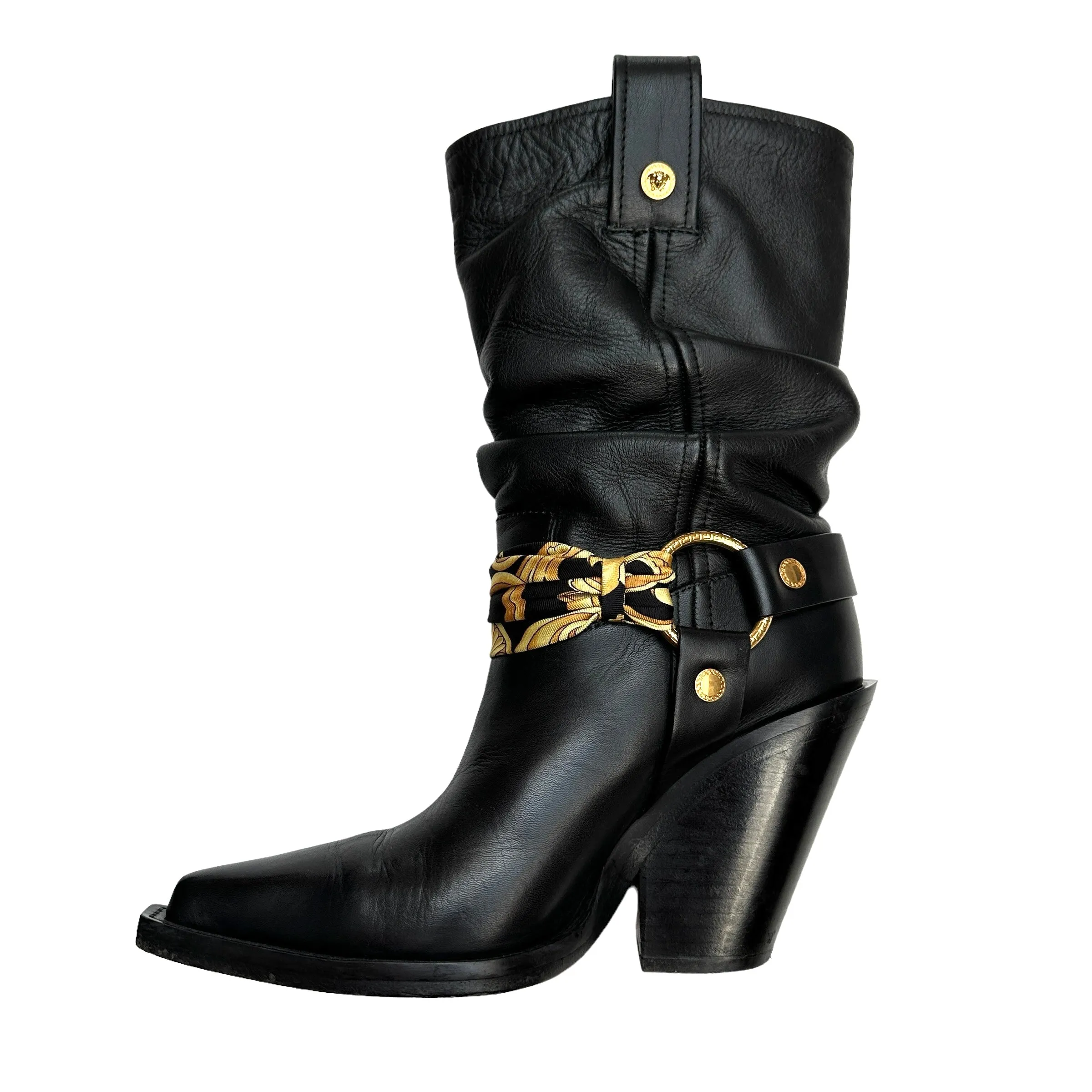 Black Cowboy Heeled Boots - 5.5