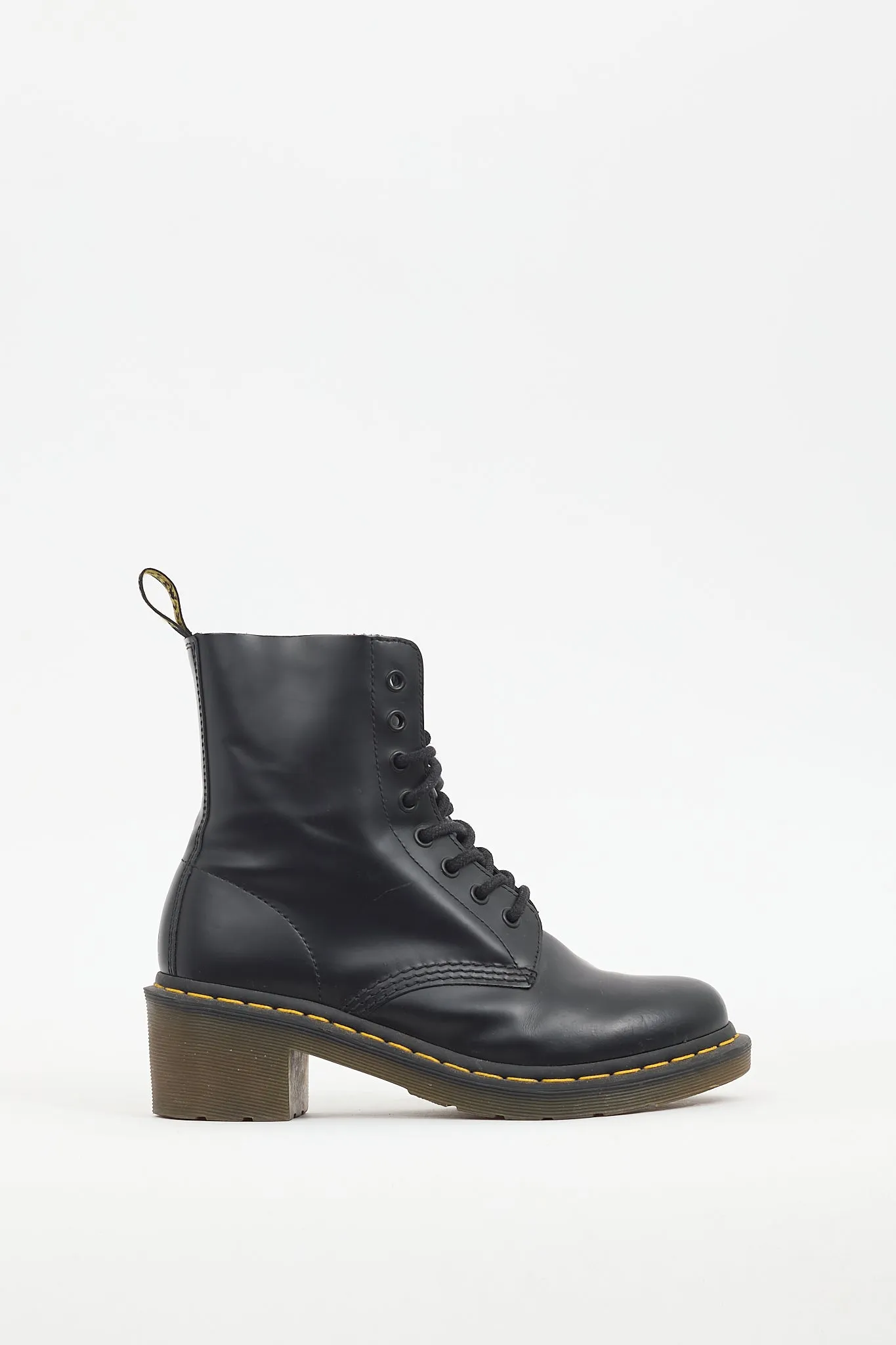 Black Leather Clemency Heeled Boot