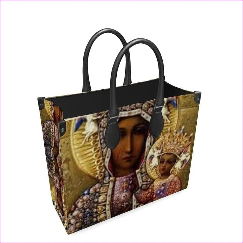 Black Madonna Premium Authentic Leather Shopper Bag