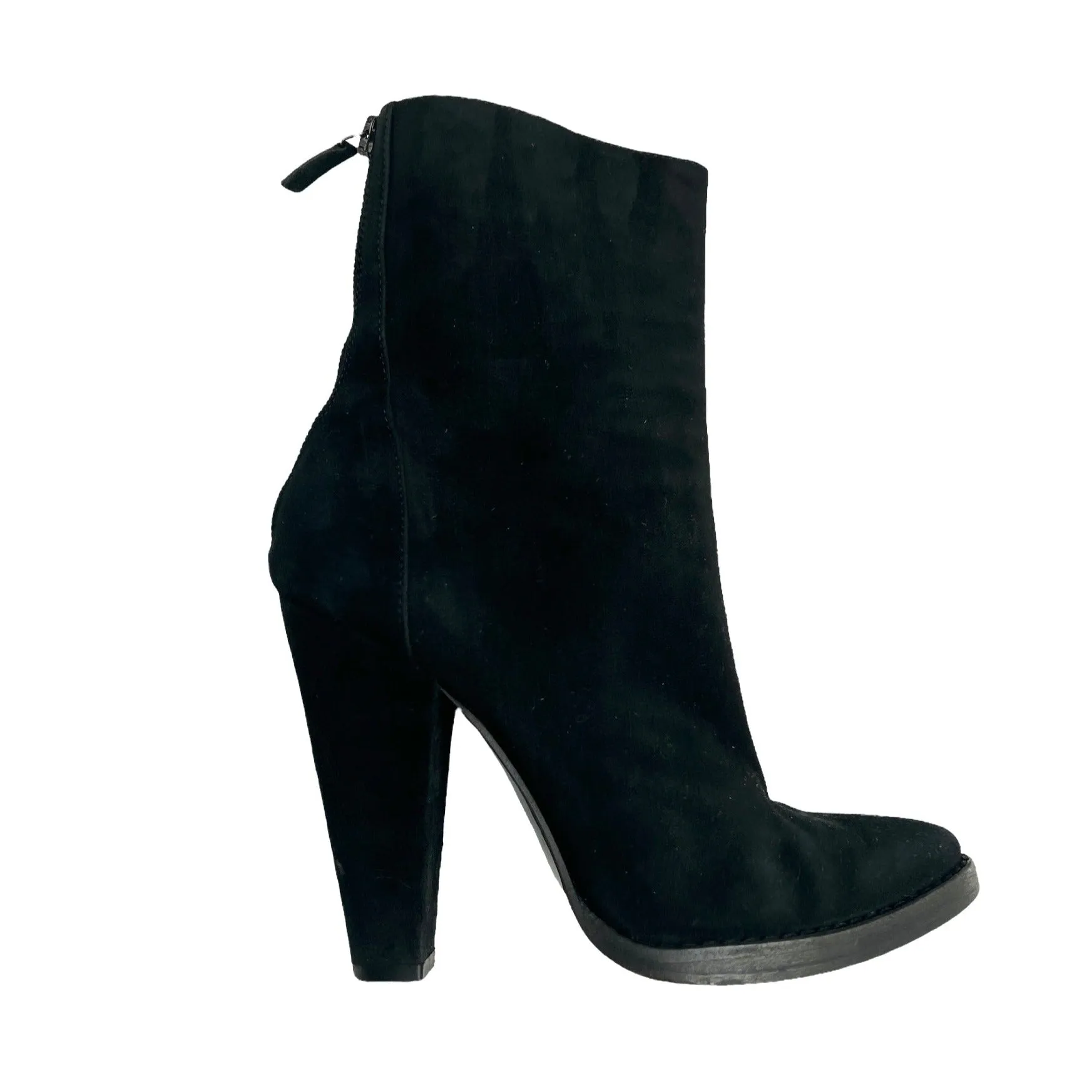 Black Suede Heeled Boots - 6.5