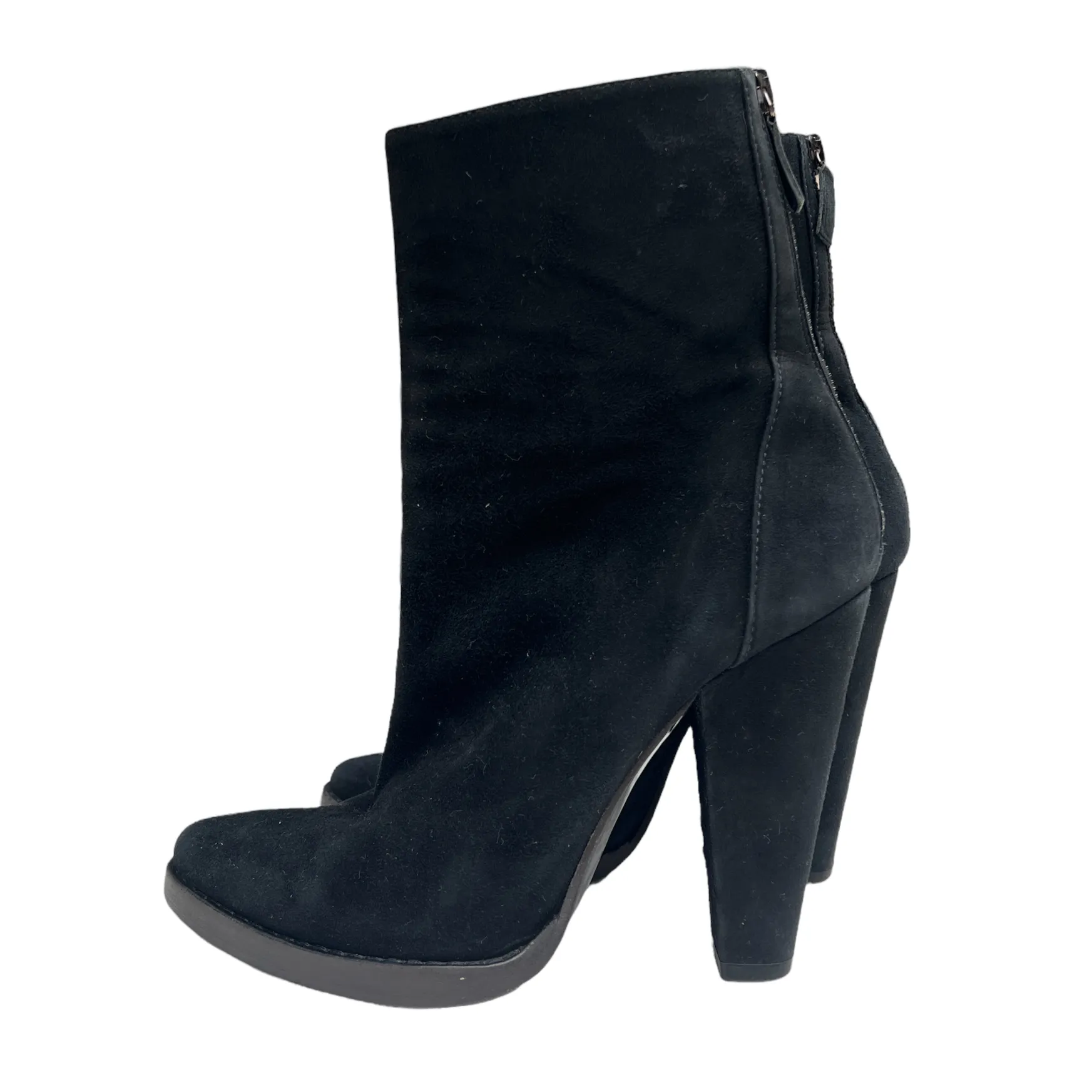 Black Suede Heeled Boots - 6.5