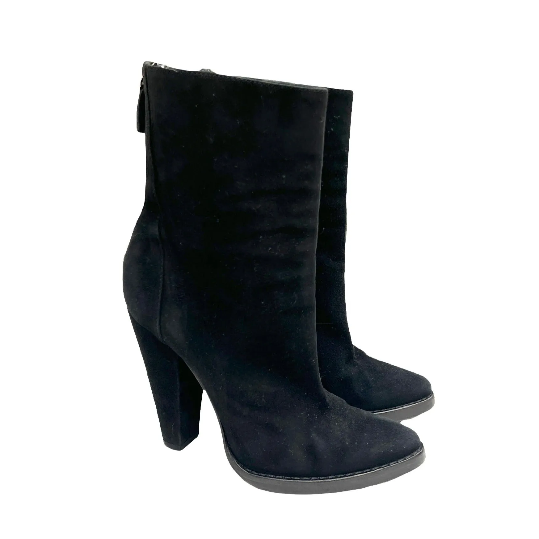 Black Suede Heeled Boots - 6.5