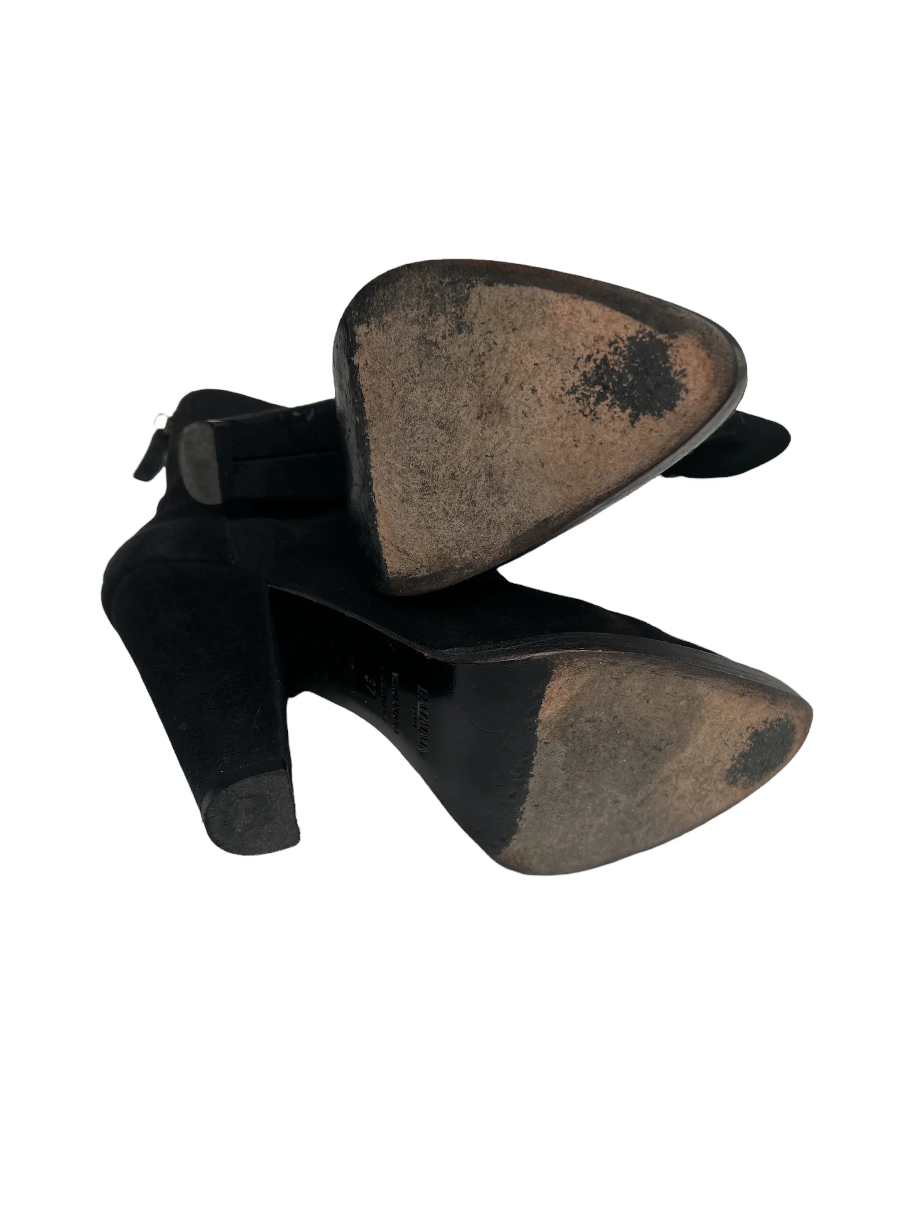 Black Suede Heeled Boots - 6.5