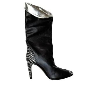 Black Tall Boots w/Python Detail - 10