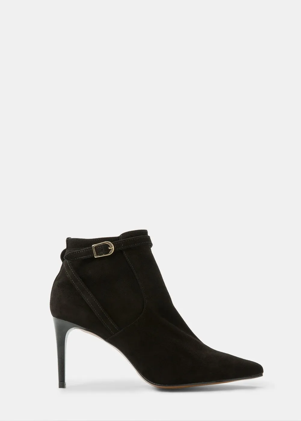 Buckle suede ankle boots