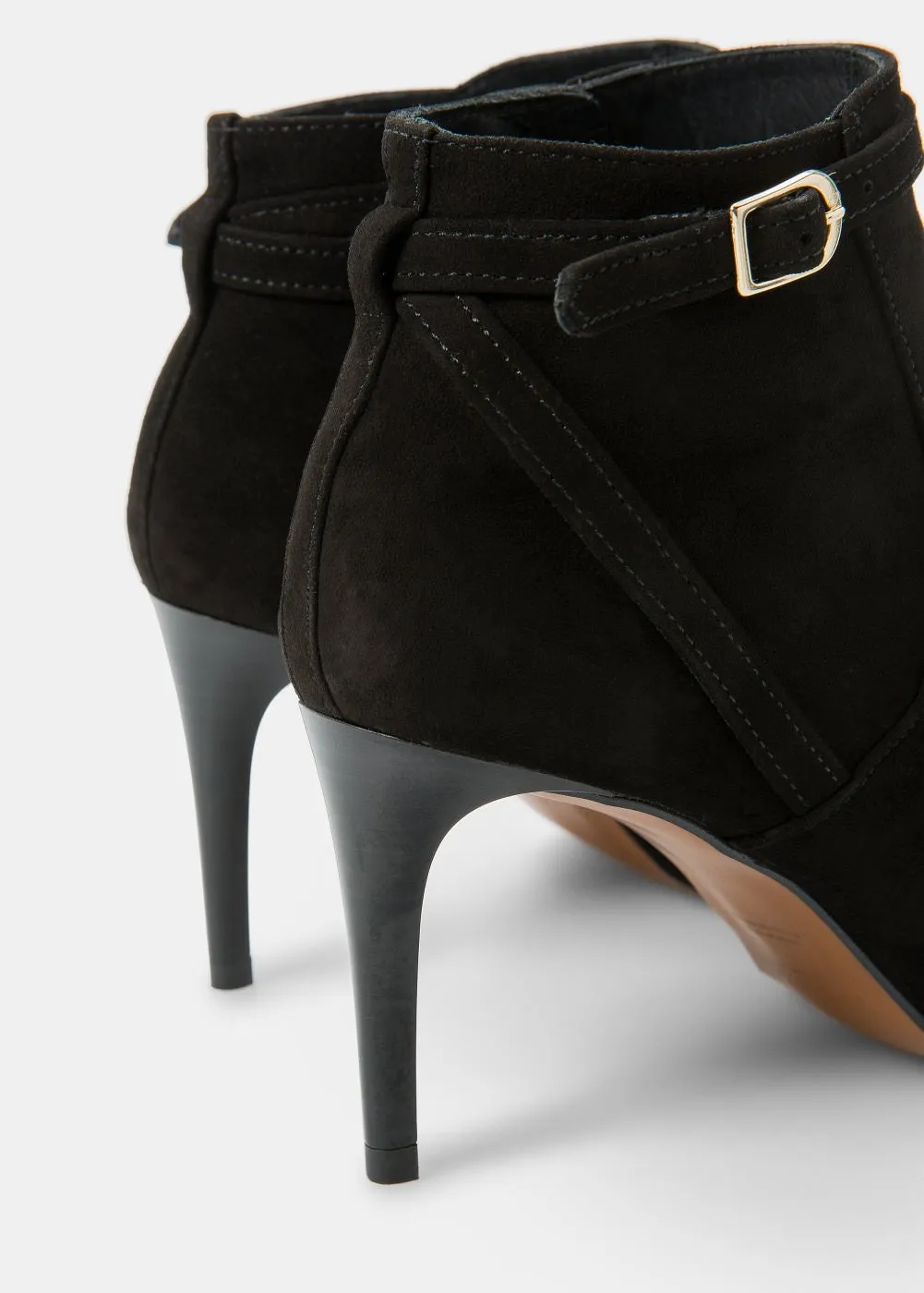 Buckle suede ankle boots