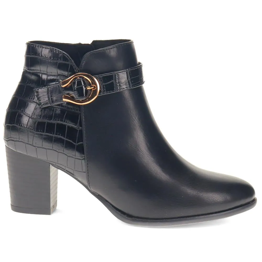 Buckled Block-Heeled Ankle Boots - BELTREN40003 / 326 058