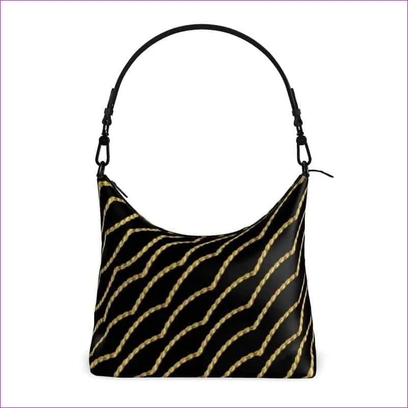 Chained Authentic Leather Square Hobo Bag