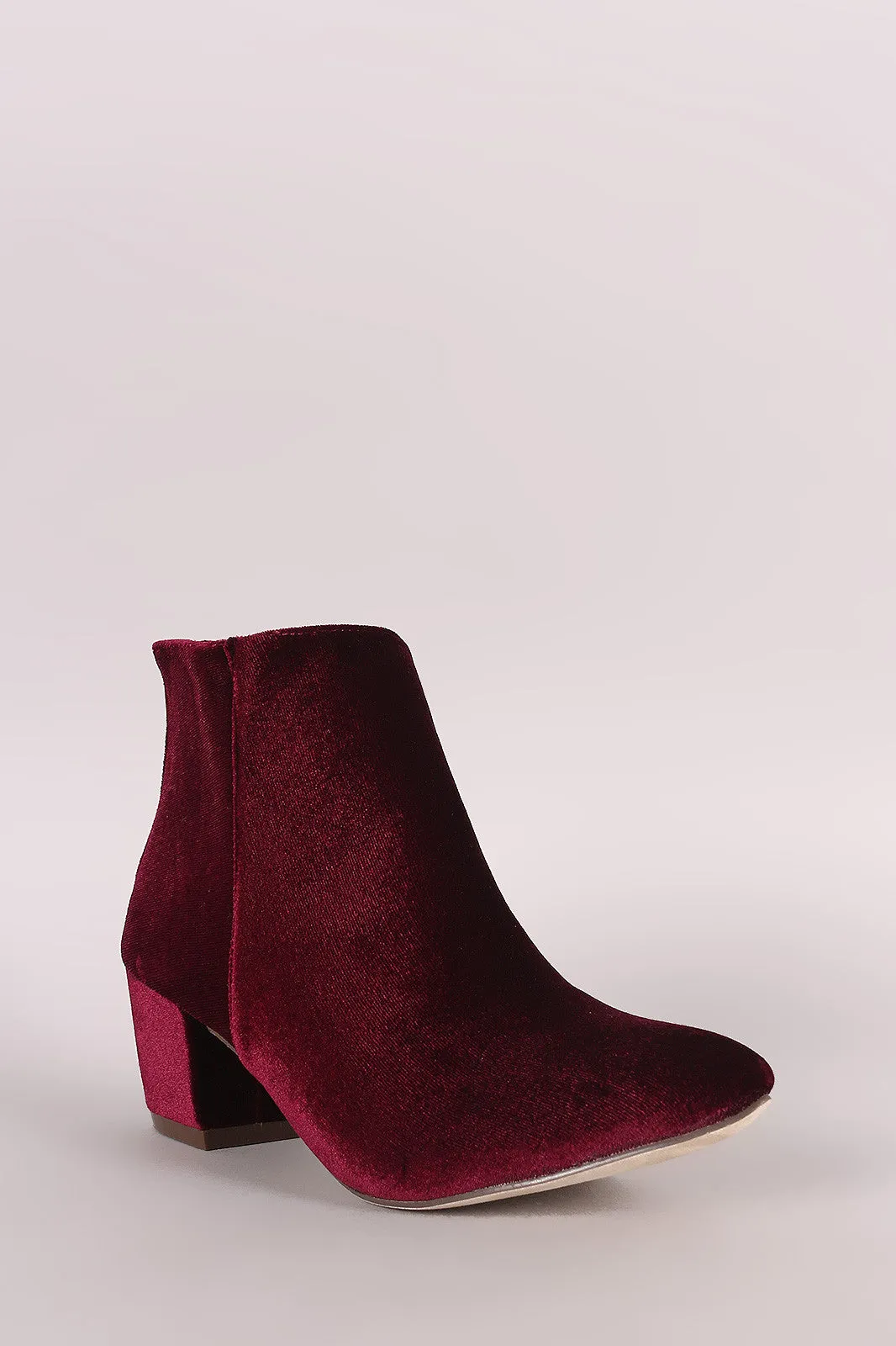 Crushed Velvet Block Heeled Ankle Boots