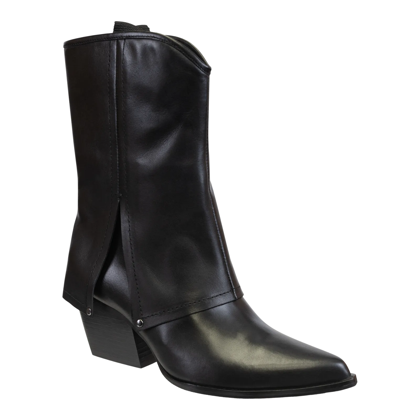 CURIO in BLACK Heeled Mid Shaft Boots