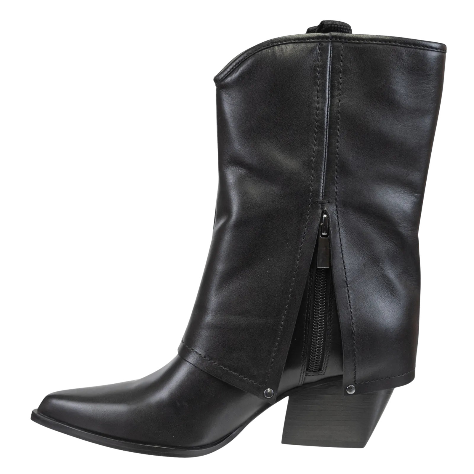 CURIO in BLACK Heeled Mid Shaft Boots