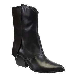 CURIO in BLACK Heeled Mid Shaft Boots