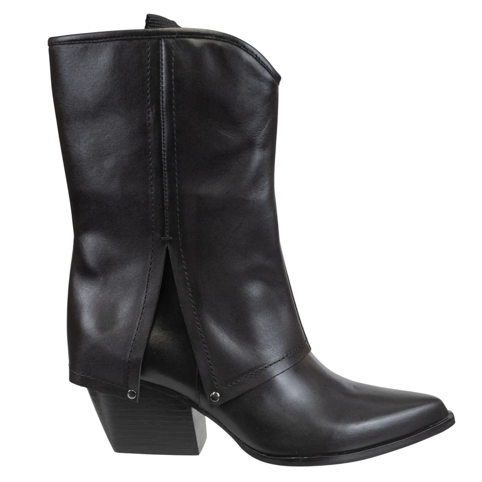 CURIO in BLACK Heeled Mid Shaft Boots