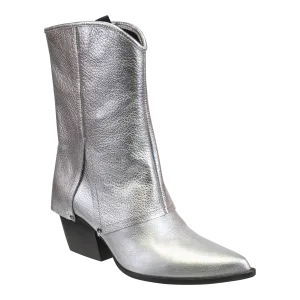 CURIO in SILVER Heeled Mid Shaft Boots