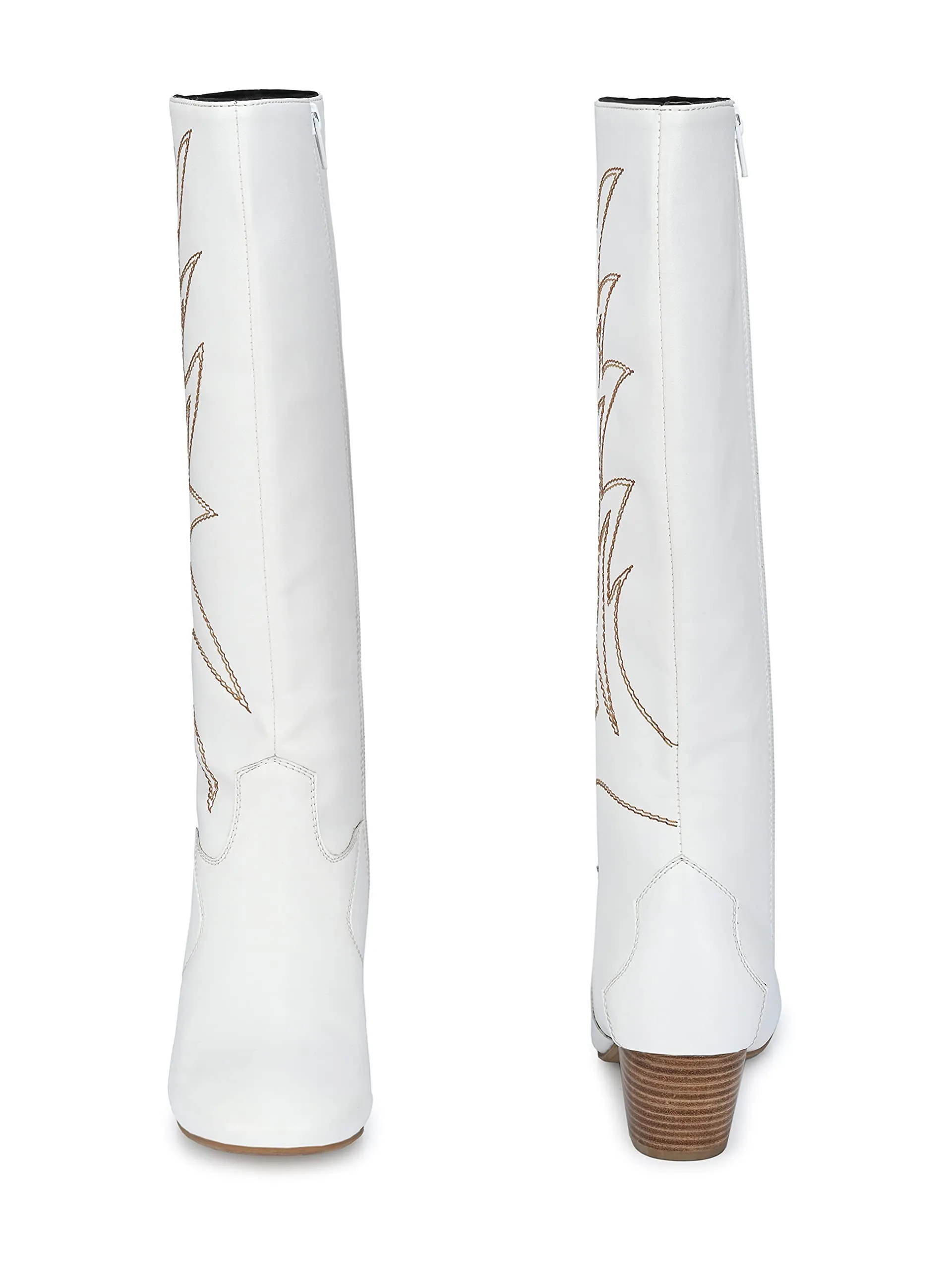 Delize Women's White Cowboy Knee Boots